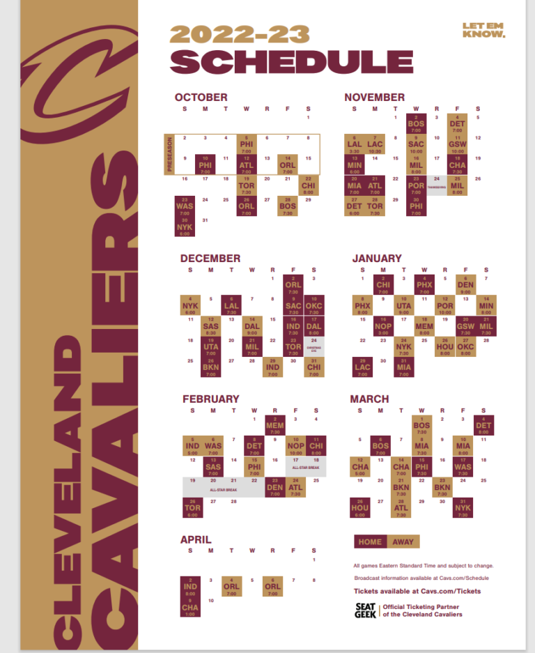 Cleveland Cavaliers 202223 Schedule Mega Sports News