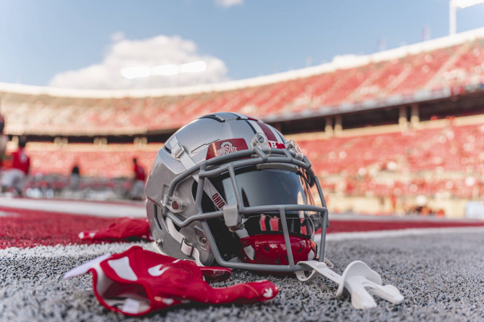 Ohio State News 2024 2025 B1G FOOTBALL OPPONENTS ANNOUNCED 8 HOME   Ohio State Football Gray Helmet And Gloves Courtesy OSU Athletic Communications Scaled 